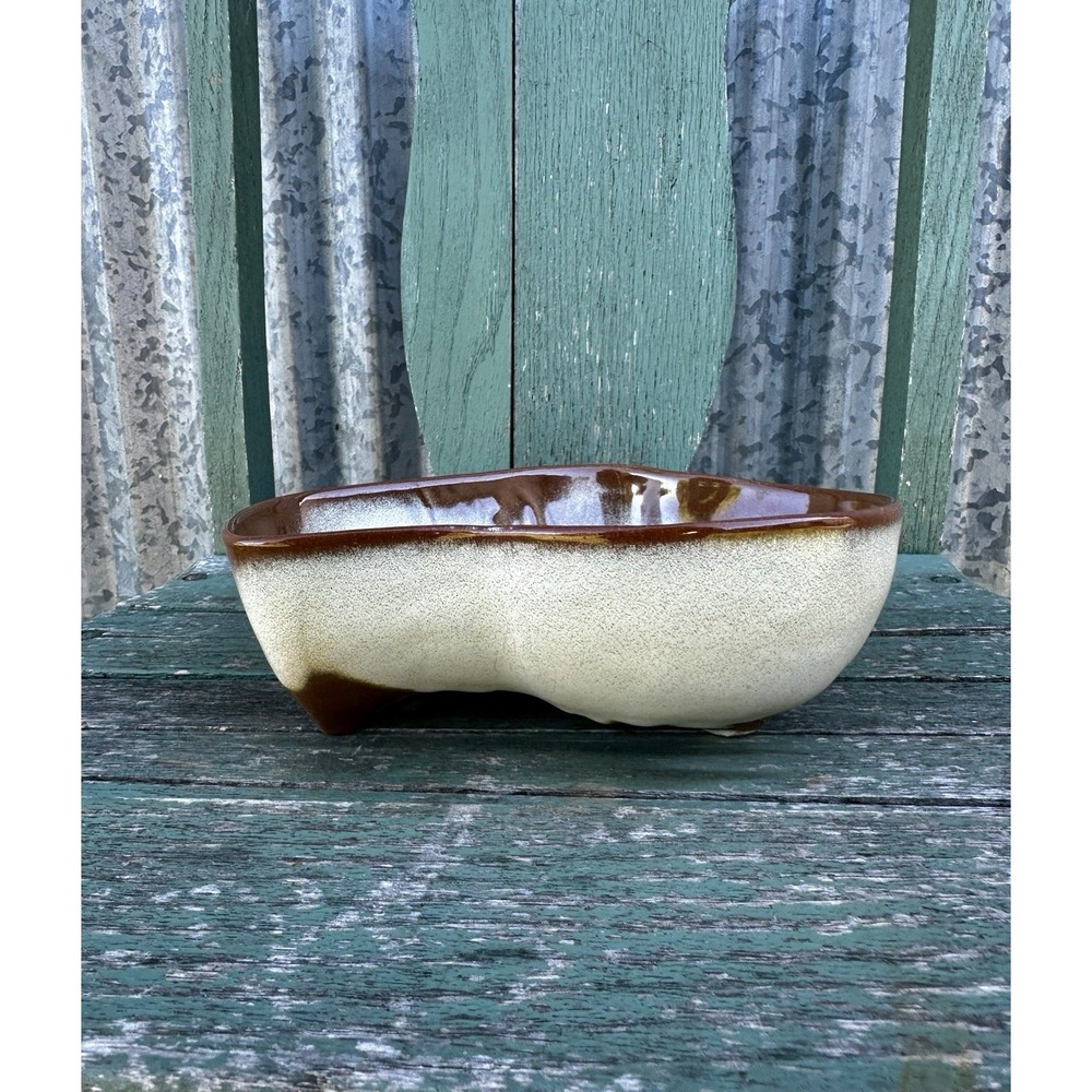 Vintage Frankoma Pottery 4N Lazy Bones Serving Bowl Desert Gold Sapulpa Clay MCM - Picture 7 of 10